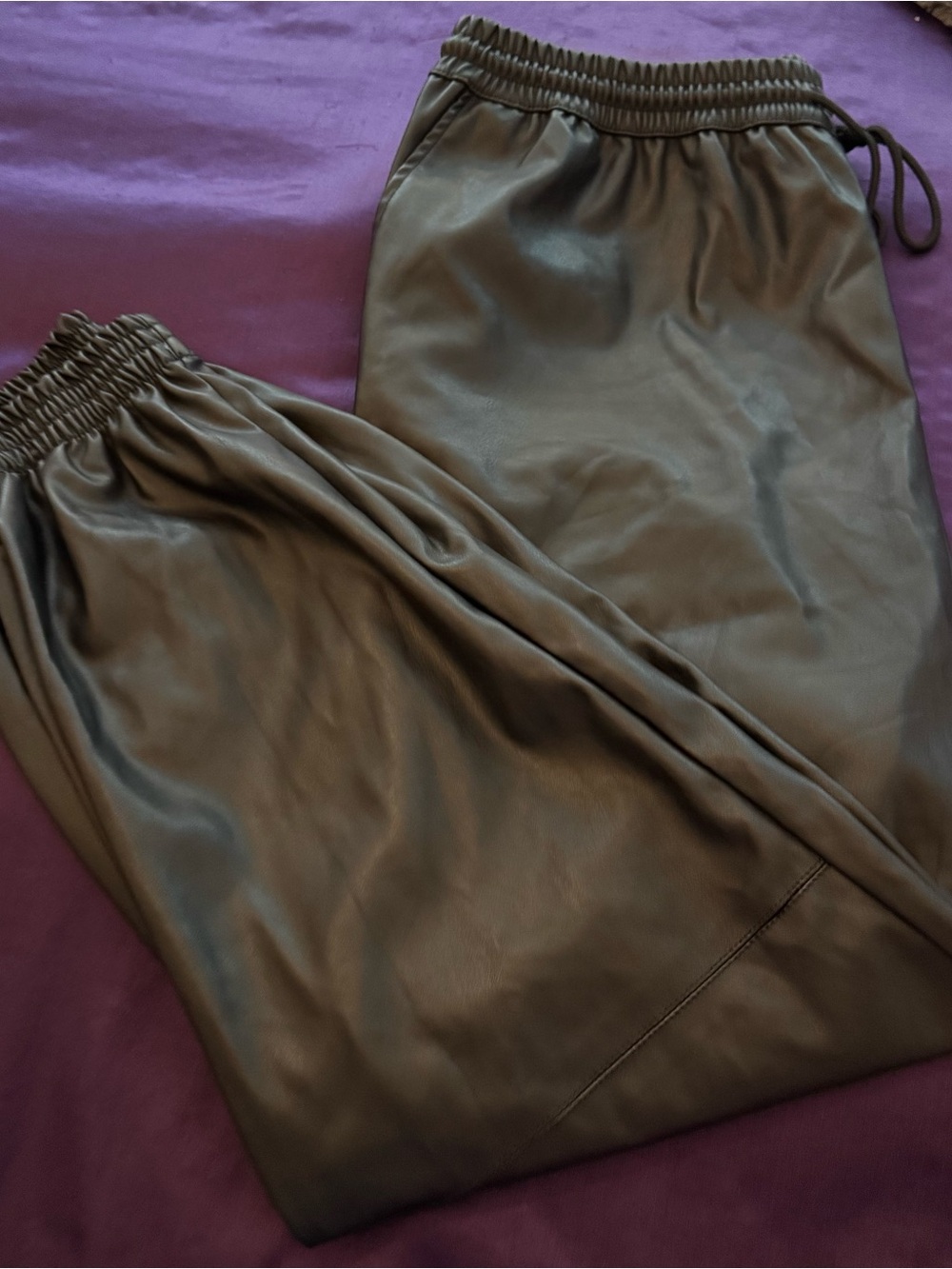 Fashion Nova 3x black faux leather joggers y2k